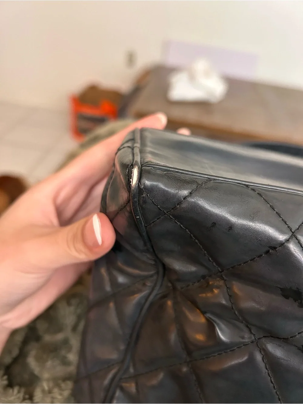 VINTAGE CHANEL Black Quilted Leather Shoulder Bag
